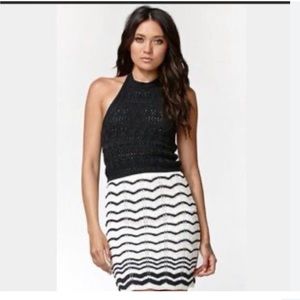 Kendall & Kylie White & Navy Stripe Crochet Skirt